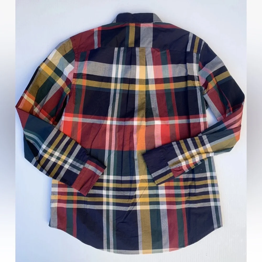 Ralph Lauren Boys Sz Large 14-16 Red Blue Plaid Button Down Long Sleeve Shirt